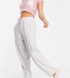 Collusion Unisex Oversized Sweatpants With Elasticated Hem In Light Gray Set-grey