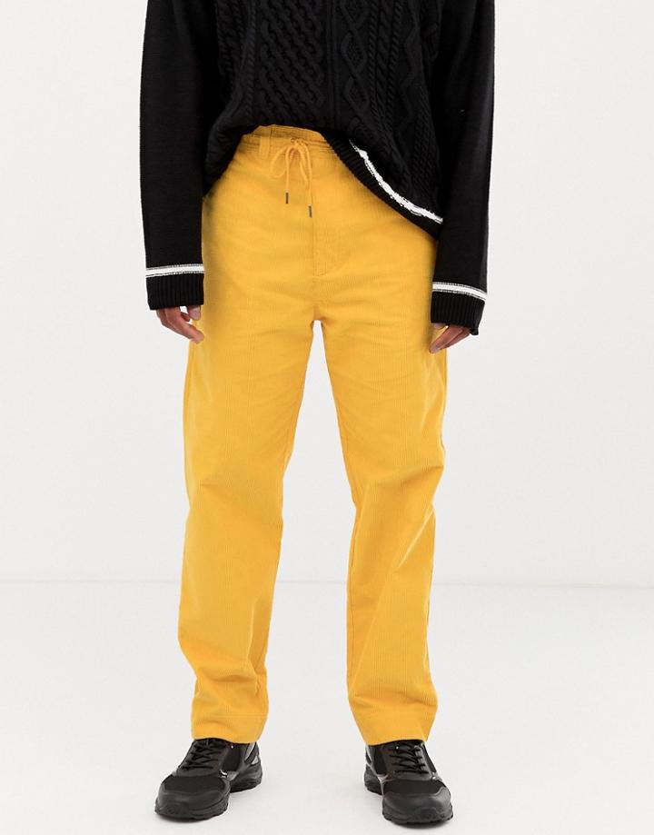 Collusion Straight Fit Cord Pants In Yellow - Yellow