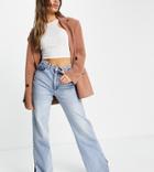Stradivarius Dad Jean With Split Hem Detail In Vintage Blue-blues