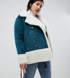 Current Air Plus Fleece Lined Faux Suede Coat-blue