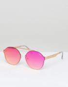 Quay Australia Camden Heights Round Sunglasses In Pink - Pink