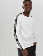 Jack & Jones Core Side Logo Long Sleeve T Shirt - White