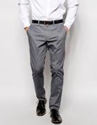 Asos Skinny Fit Smart Pants In Cotton Sateen - Gray