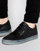 Religion Leather Croc Sneakers - Black