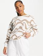 Stradivarius Swirl Print Sweatshirt In Cream-multi