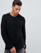 Jack & Jones Originals Chunky Knitted Sweater With Mixed Panels - Black