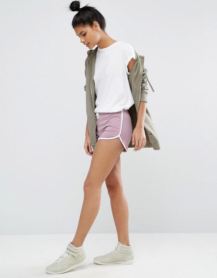 Asos Basic Runner Shorts With Contrast Binding - Purple