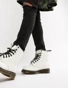 Dr Martens 1460 White Leather Flat Ankle Boots - White