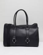 Asos Design Faux Leather Carryall In Black With Double Straps Front - Black