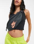 Nike Heritage Cross Body Fanny Pack In Gray And Orange-grey
