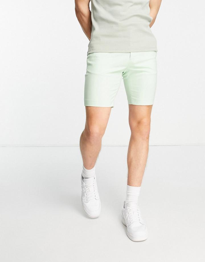 Asos Design Skinny Smart Shorts In Mint-green