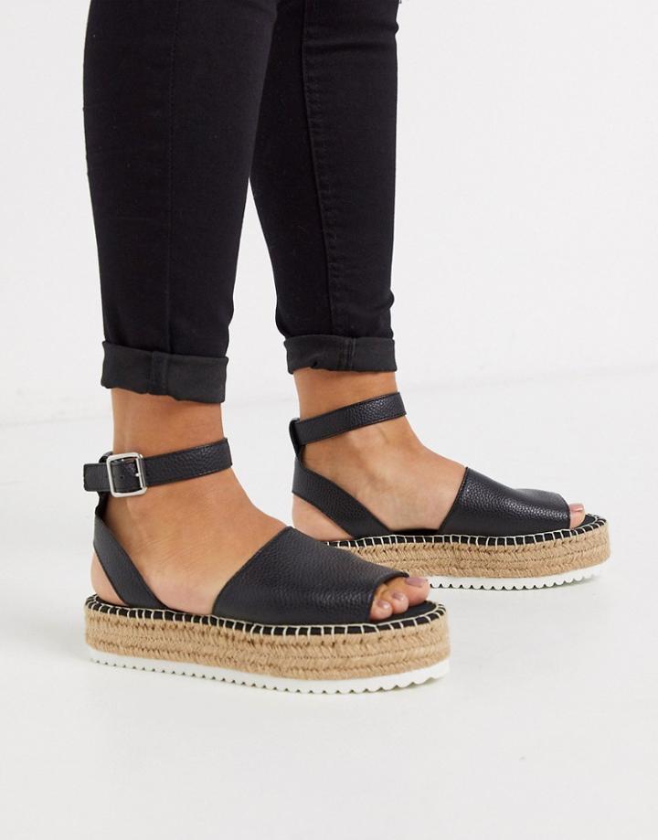 Asos Design Jupiter Flatform Espadrille Sandals In Black