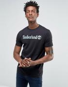 Timberland Linear Logo T-shirt In Black - Black
