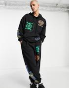 Asos Daysocial Oversized Hoodie With Multi Placement Logo In Black - Part Of A Set
