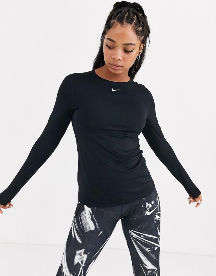 Nike Training Long Sleeve Top In Black
