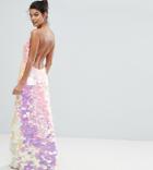 A Star Is Born Cami Strap Maxi Dress With Iridescent Overscale Sequins - Pink