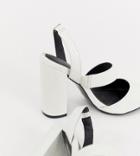 River Island Block Heeled Sandals With Cross Over Strap In White - White
