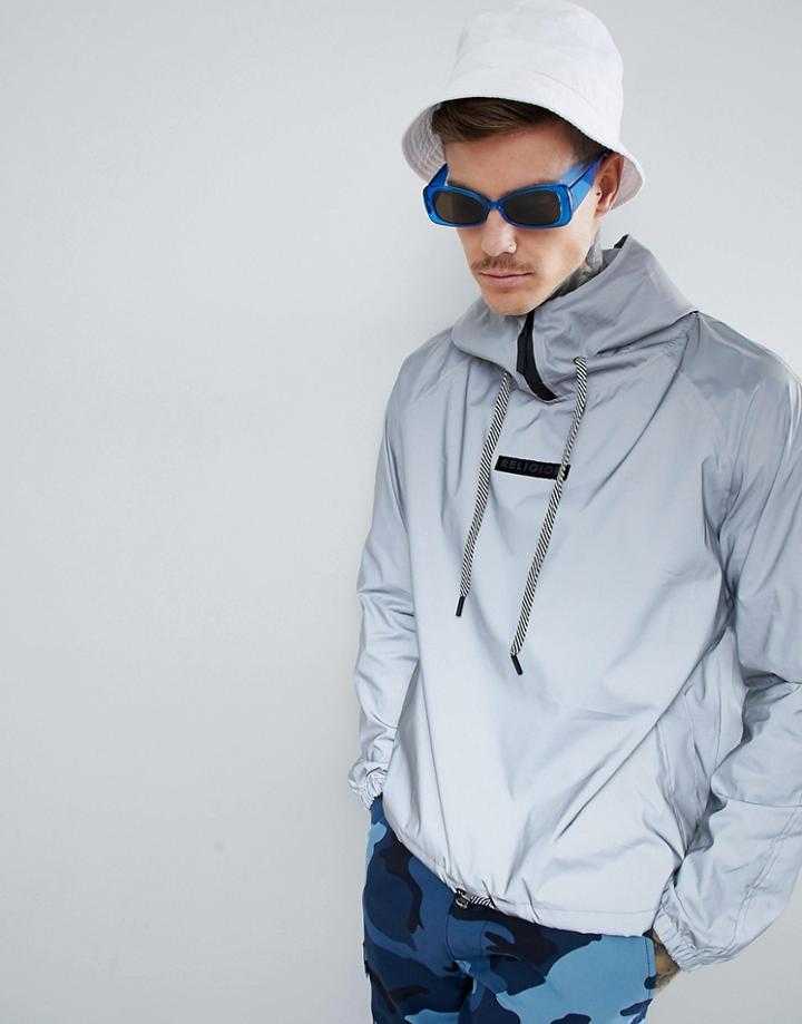 Religion Festival 3m Reflective Jacket In Metallic Gray - Gray