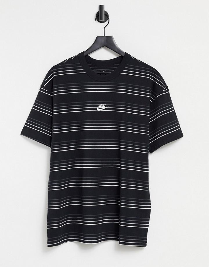 Nike Premium Essential Oversized Stripe T-shirt In Black