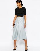 Asos Leather Look Structured Culottes - Light Gray