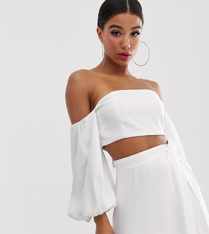 Yaura Bandeau Top With Balloon Sleeve Two-piece In White