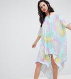 Rokoko Drapey T-shirt Dress In Tie Dye - Multi