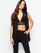 Fleur East By Lipsy Tailored Sleeveless Blazer With Pu Contrast - Black