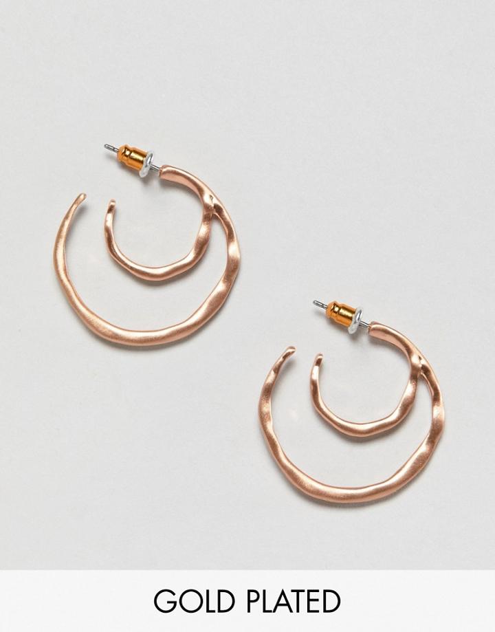 Pilgrim Rose Gold Plated Mini Double Hoop Earrings - Gold