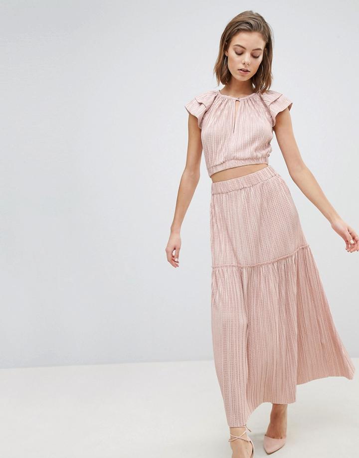 Sabina Musayev Metallic Crinkle Skirt - Pink