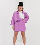 Collusion Plus Denim Mini Skirt In Cord - Purple