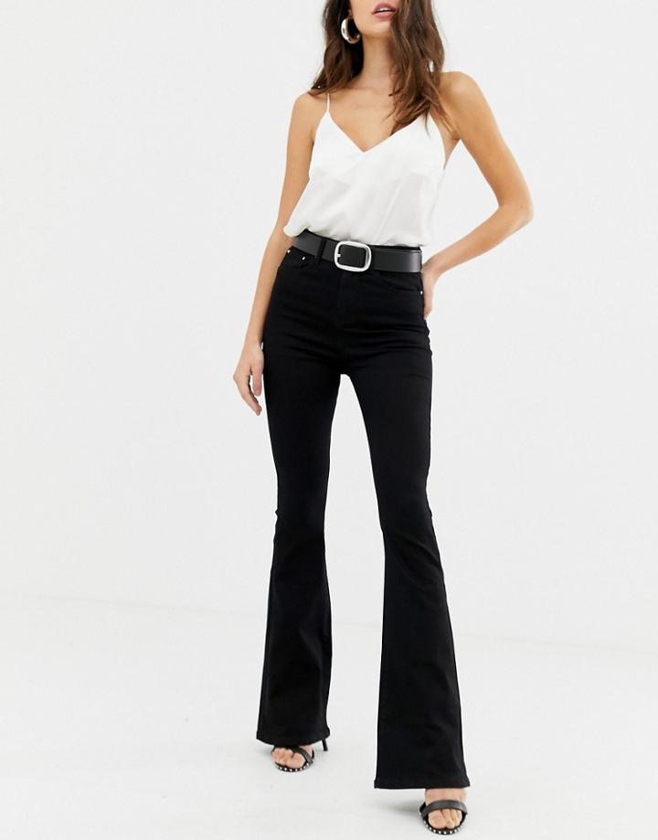 Asos Design Sculpt Me Bell Flare Jeans In Clean Black - Black