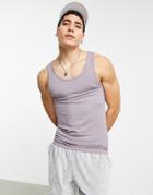 Asos Design Muscle Fit Tank Top In Washed Purple - Purple