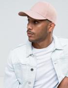 Asos Baseball Cap In Peached Fabric In Pink - Pink