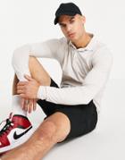 Asos Design Organic Long Sleeve Muscle Fit Jersey Polo In Cream-neutral