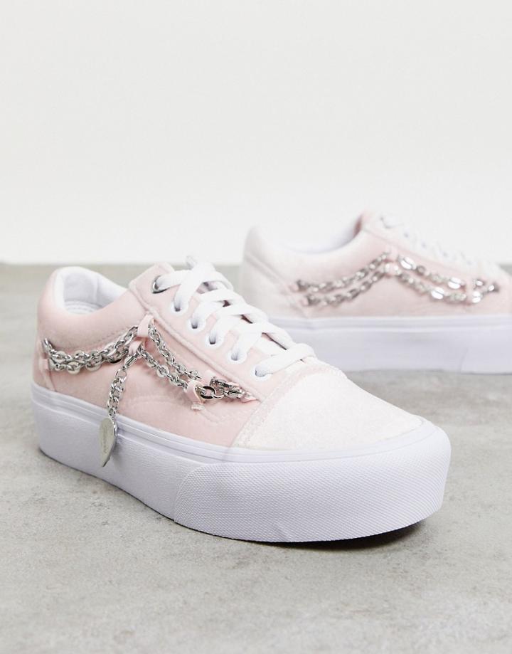 Vans Old Skool Chain Sneakers In Light Pink