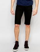 Asos Denim Short In Super Skinny Longer Length - Black