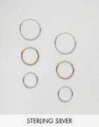 Asos Pack Of 3 Rose Gold Plated And Sterling Silver Hoops 12mm 14mm 16