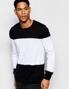 Asos Sweater With Color Block - Black And White