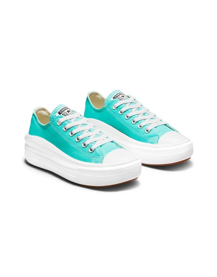 Converse Chuck Taylor All Star Ox Move Canvas Platform Sneakers In Electric Aqua-blues