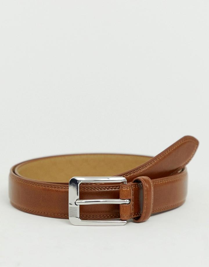 River Island Stripe Buckle Belt In Tan