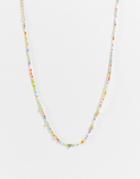 Designb Ditsy Beaded Necklace With Heart Charms-multi