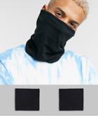 Asos Design 2 Pack Organic Blend Cotton Snood Face Covering In Black Jersey