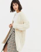 Mango Cable Knitted Edge To Edge Cardigan In Beige - Beige
