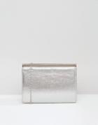 Lotus Shimmer Box Clutch Bag - Silver