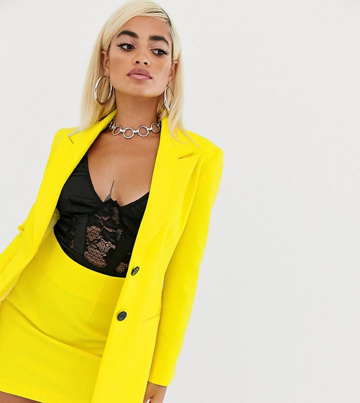 Asos Design Petite Pop Waisted Suit Blazer-yellow