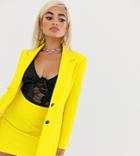 Asos Design Petite Pop Waisted Suit Blazer-yellow