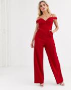 Scarlet Rocks Strappy Wide Leg Jumpsuit In Red