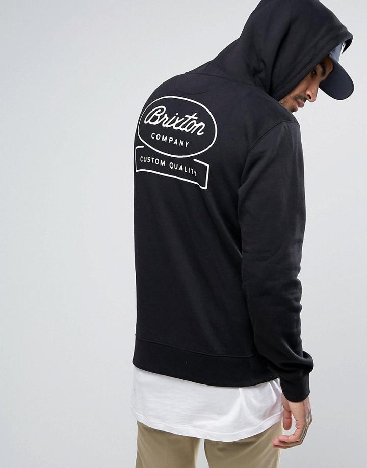 Brixton Hoodie With Back Print - Black