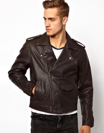 Asos Leather Biker Jacket In Slim Fit