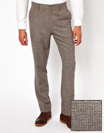 Asos Slim Fit Pants In Brown Dogstooth